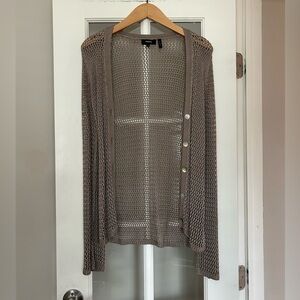 Theory Open Front Knit Tan Cardigan Sweater Size M